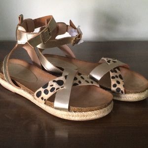 Leopard and gold strap sandals